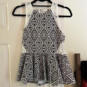 Ya Los Angeles black and white peplum camisole